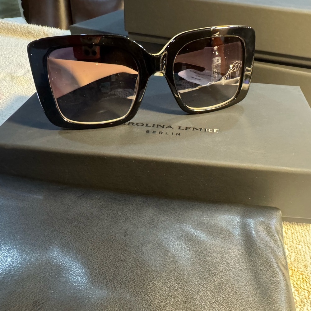 Carolina Lemke Black Square Oversized Sunglasses